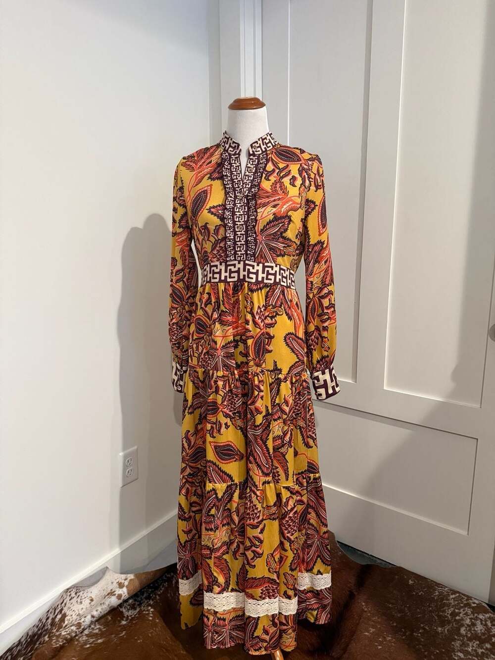 CK Bradley Annabelle Long Sleeve Dress in Kaleta Marigold size S